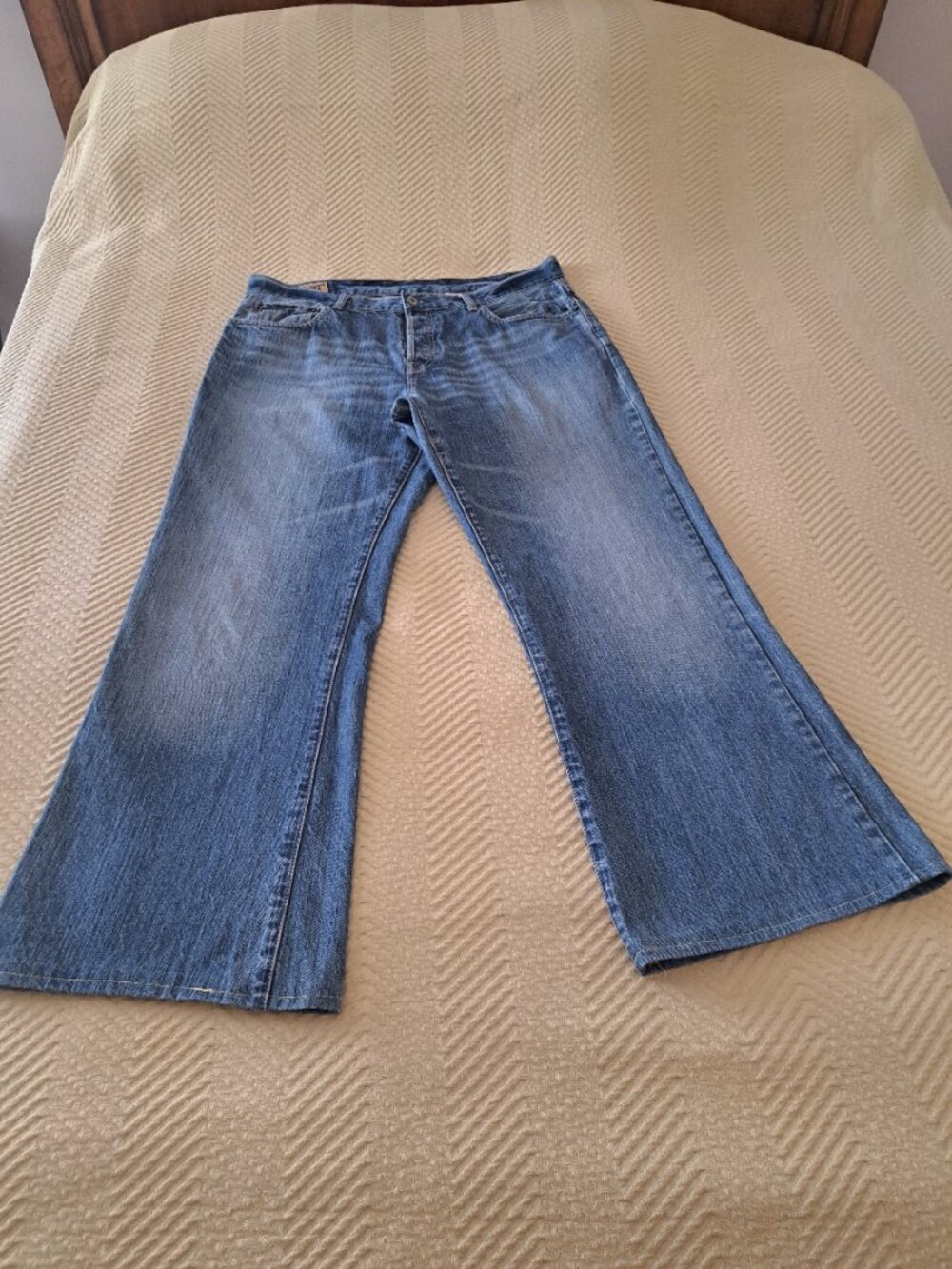 Y2K Abercrombie & Fitch 1892 Flare Button Fly Distressed Jeans Vintage 36 X 30